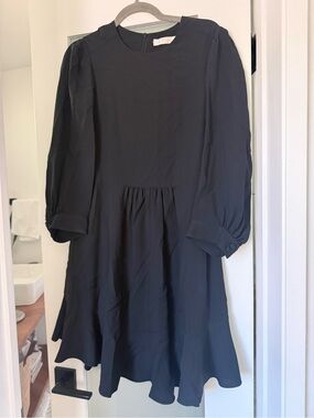 Chloe Black Long-Sleeve Ruffled Hem Girls' Dress